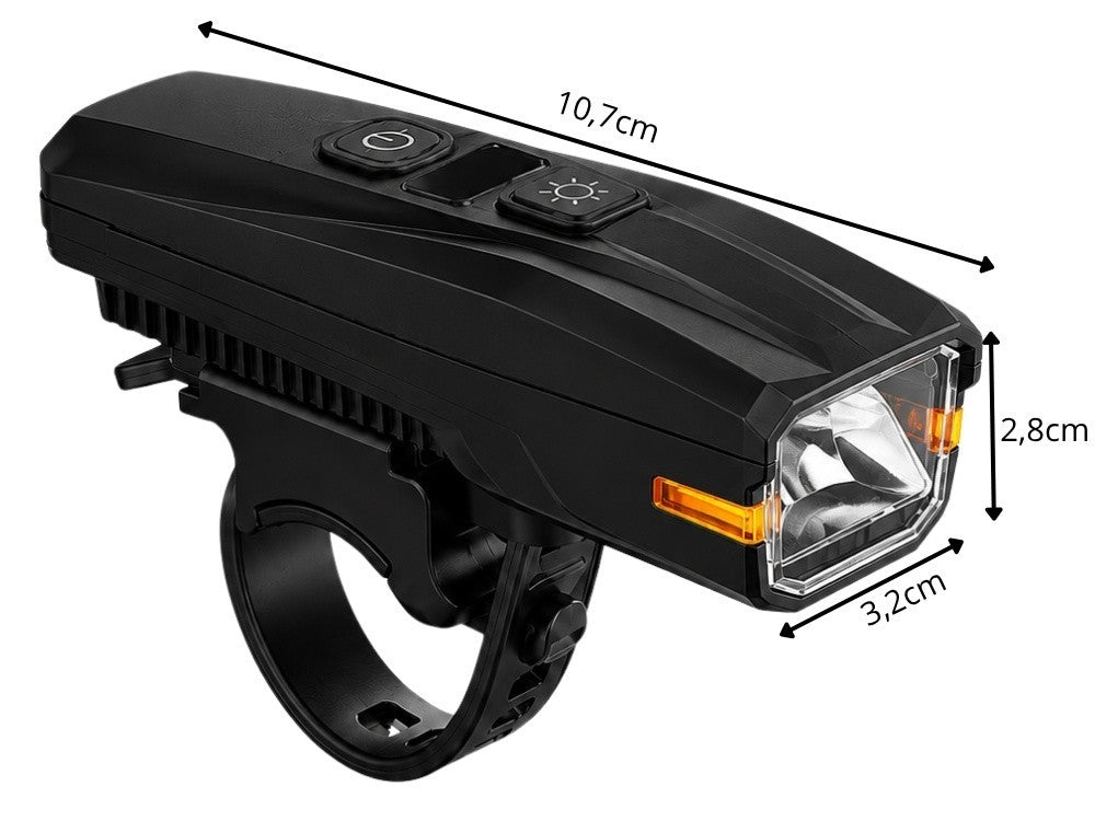 LED Fahrradlampe USB-C Akku Frontlicht mit Lichtsensor – 5 Lichtmodi, Akkustandsanzeige und Fahrradbeleuchtung für Alltag & Nachtfahrten