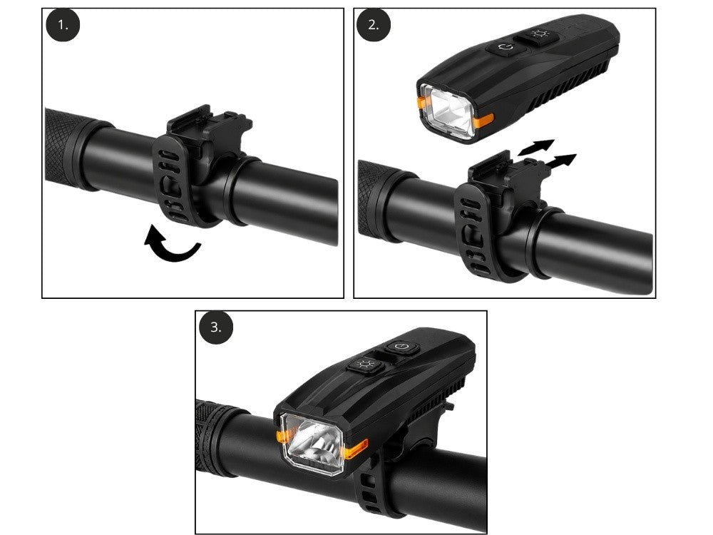 LED Fahrradlampe USB-C Akku Frontlicht mit Lichtsensor – 5 Lichtmodi, Akkustandsanzeige und Fahrradbeleuchtung für Alltag & Nachtfahrten