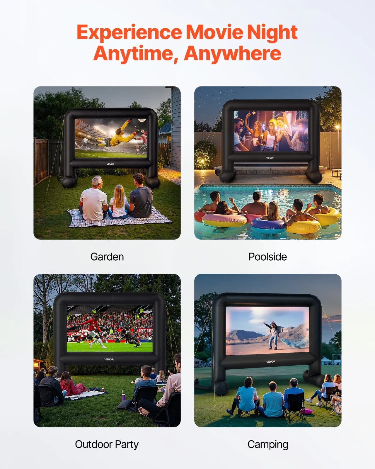 Aufblasbare Beamer Leinwand 16:9 mit Gebläse – Outdoor Projektionsleinwand für Heimkino, Gartenkino, Camping und Veranstaltungen
