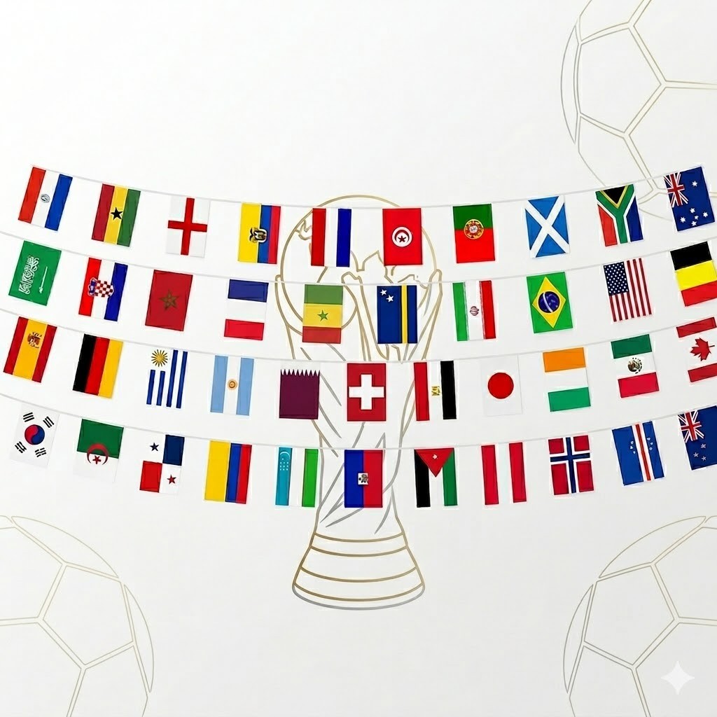 Fahnengirlande Länderflaggen Girlande 13m 48 Nationen WM EM Party Deko
