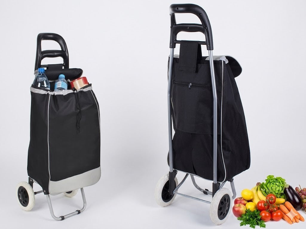 Einkaufswagen Einkaufstrolley Einkaufstasche auf Rädern Faltbar Schwarz