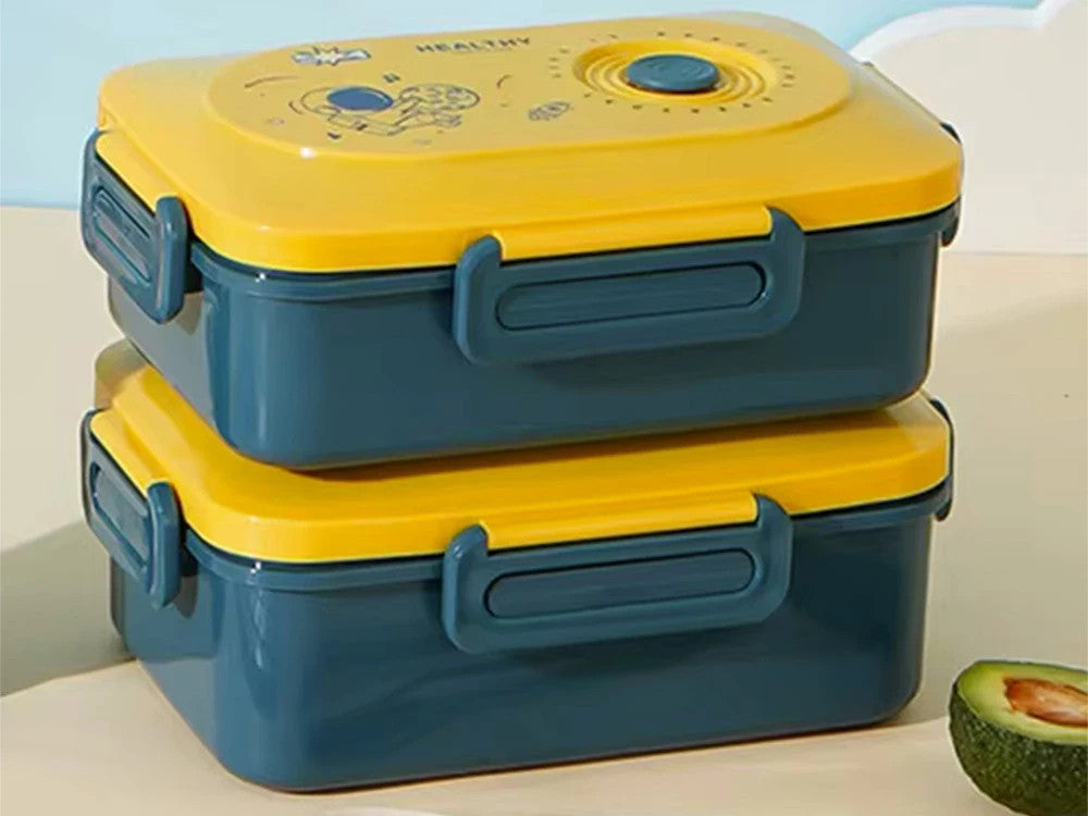 Lunchbox Brotdose mit Fächern Besteck Bento Box Schule Arbeit Grün