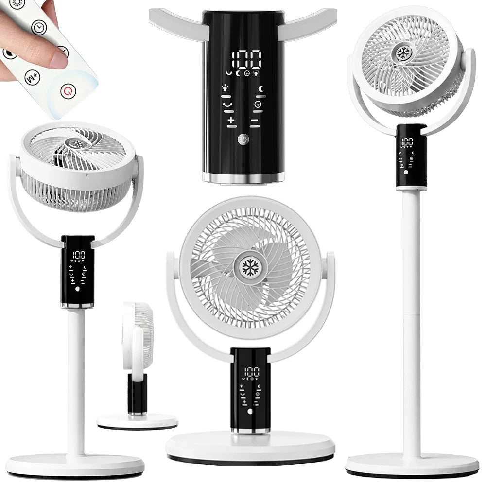 Kabelloser Standventilator mit Akku, USB-C & Fernbedienung – Leiser 3-in-1 Ventilator mit LED Display