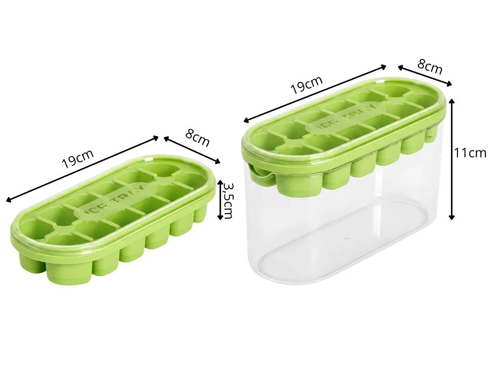 Silikon Eiswürfelform mit Behälter und Deckel – Eiswürfelbehälter für 12 Eiswürfel