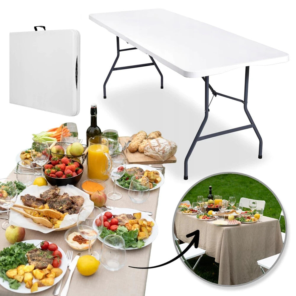 Klappbarer Gartentisch 180cm mit 2 Bänken Festzeltgarnitur Camping Gartenmöbel