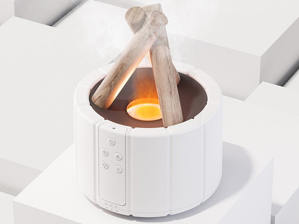 Luftbefeuchter Kamin Feuer Effekt Schwarz LED RGB Aroma Diffusor USB 250ml