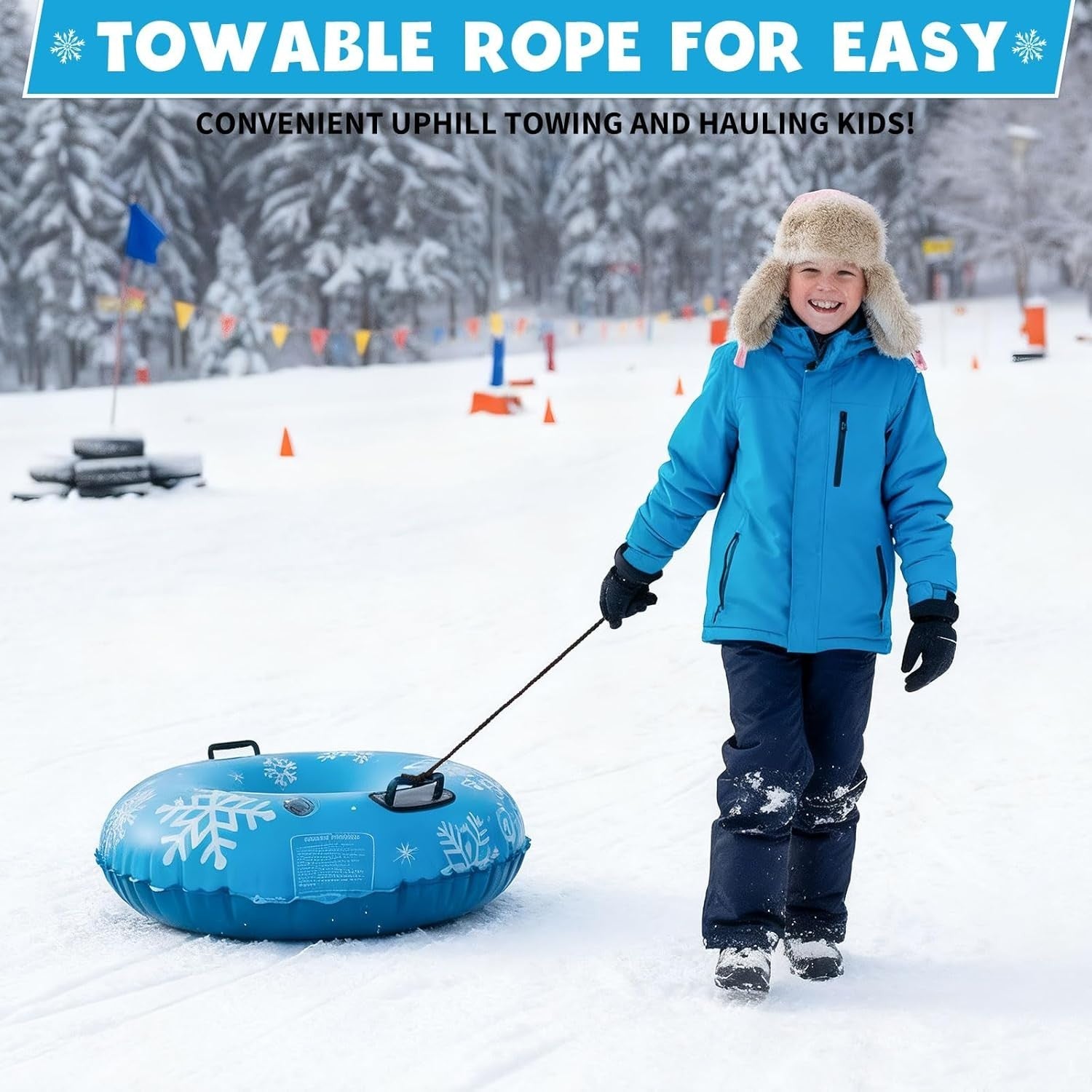 Snow Tube Aufblasbar Schneereifen mit Griffen Schwimmring für Schnee & Wasser