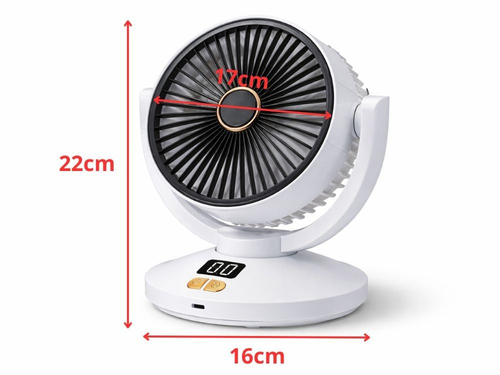Akku Tischventilator USB Ventilator Oszillierend Timer 6 Stufen Kabellos Weiß