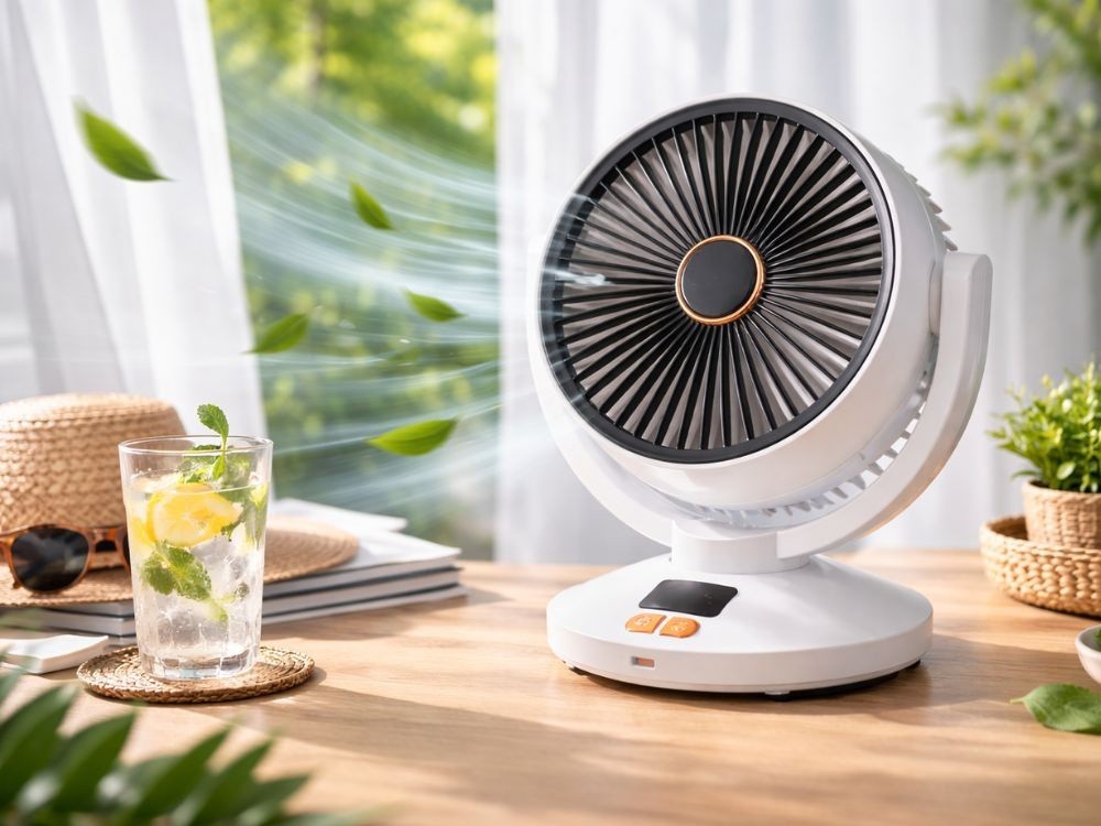 Akku Tischventilator USB Ventilator Oszillierend Timer 6 Stufen Kabellos Weiß