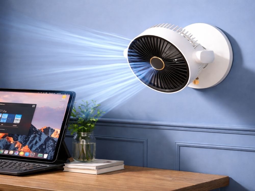 Akku Tischventilator USB Ventilator Oszillierend Timer 6 Stufen Kabellos Weiß