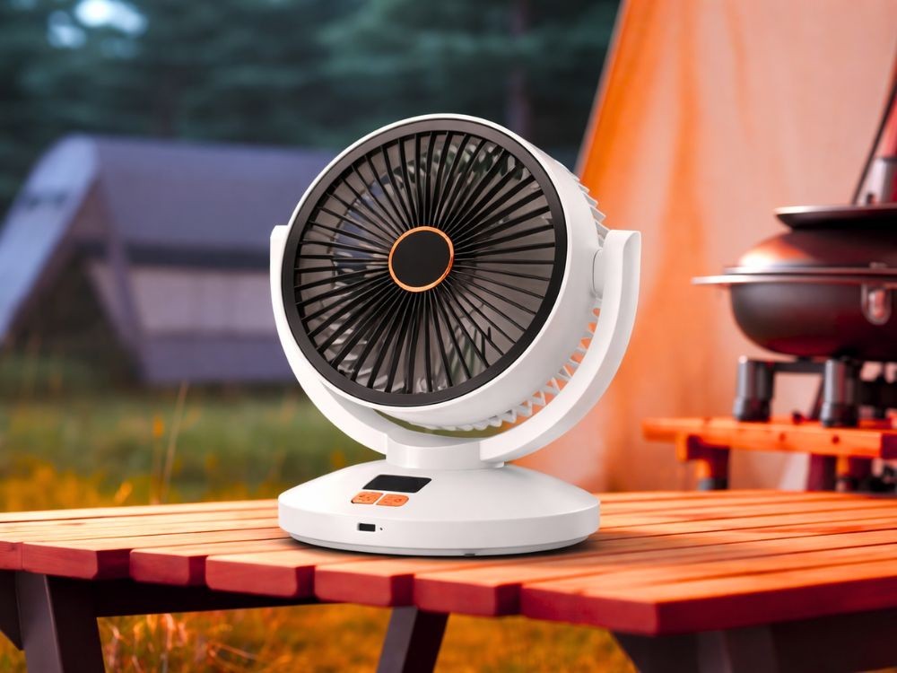 Akku Tischventilator USB Ventilator Oszillierend Timer 6 Stufen Kabellos Weiß