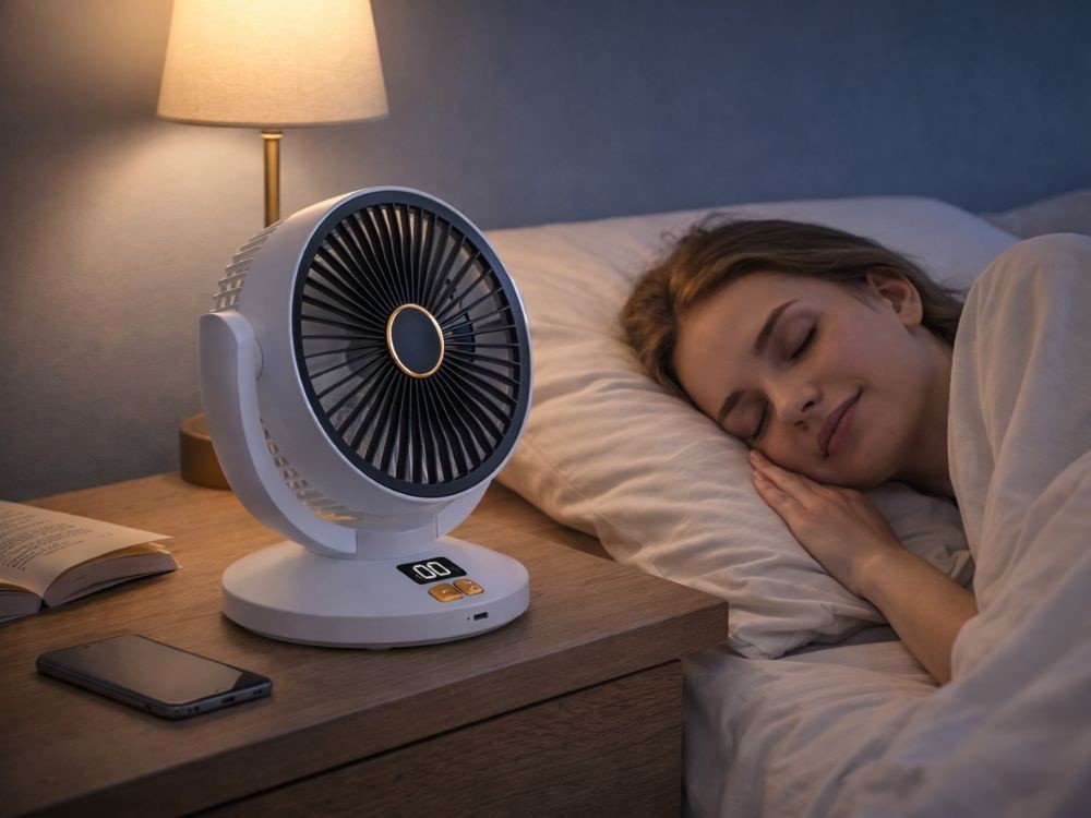 Akku Tischventilator USB Ventilator Oszillierend Timer 6 Stufen Kabellos Weiß