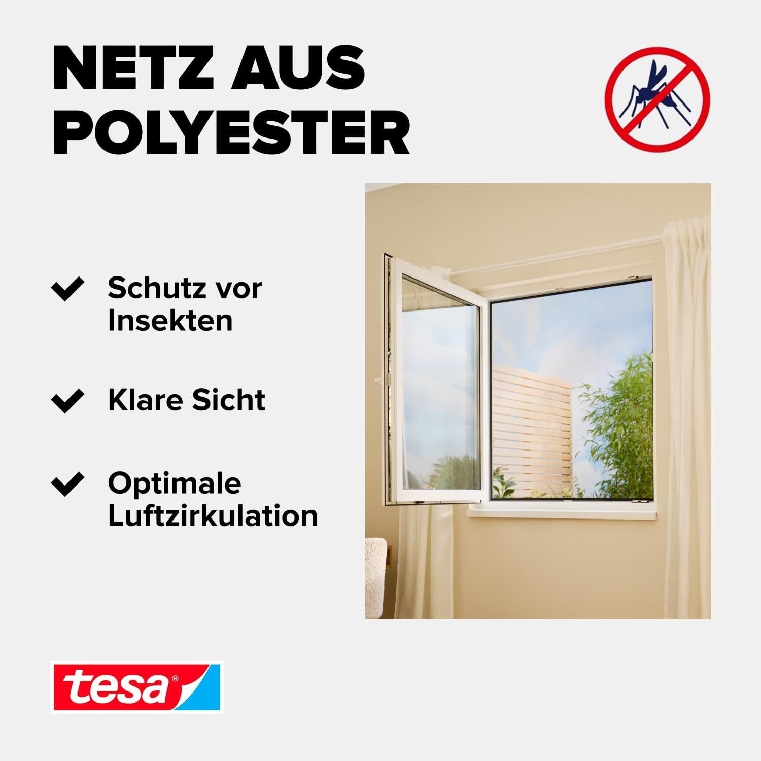 tesa Fliegengitter Fenster 130x150cm Insektenschutz Moskitonetz Anthrazit