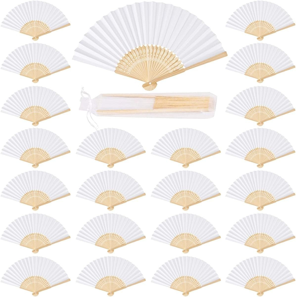 Weißer Handfächer Bambus Papier Hochzeit Fächer DIY Klappfächer Vintage