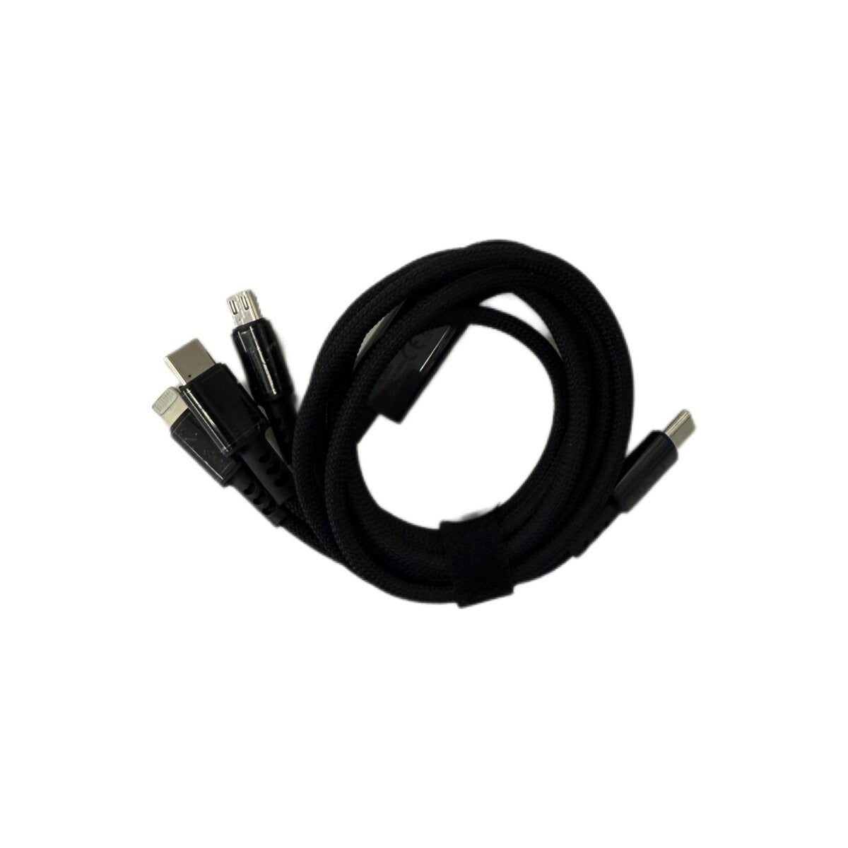 3in1 USB-C Ladekabel 45W 1,2m 8-Pin Micro USB Multi Ladekabel Schwarz