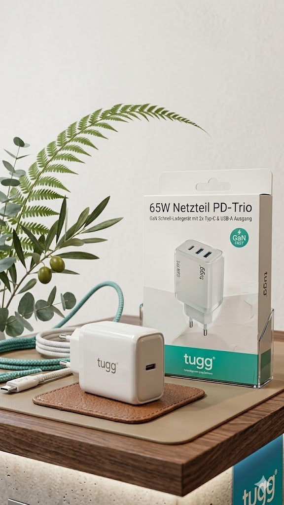 65W USB C LadC Ladegerät Schnellladegerät PD Netzteil 2x USB-C USB-A Fast Charge