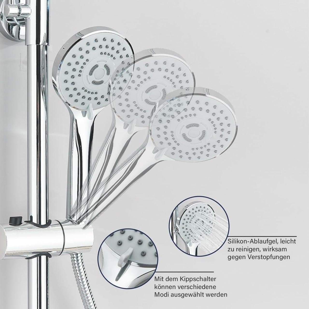 Edelstahl Regendusche Set 30x30cm Duschsystem Kopfbrause Handbrause Chrom