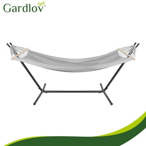 Gartenhängematte mit Gestell 200x150cm XXL 250kg Doppelhängematte Grau