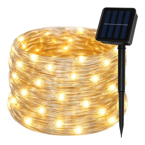 Solar Lichterkette 15m 150 LED Warmweiß IP44 Garten Balkon Terrasse 8 Modi