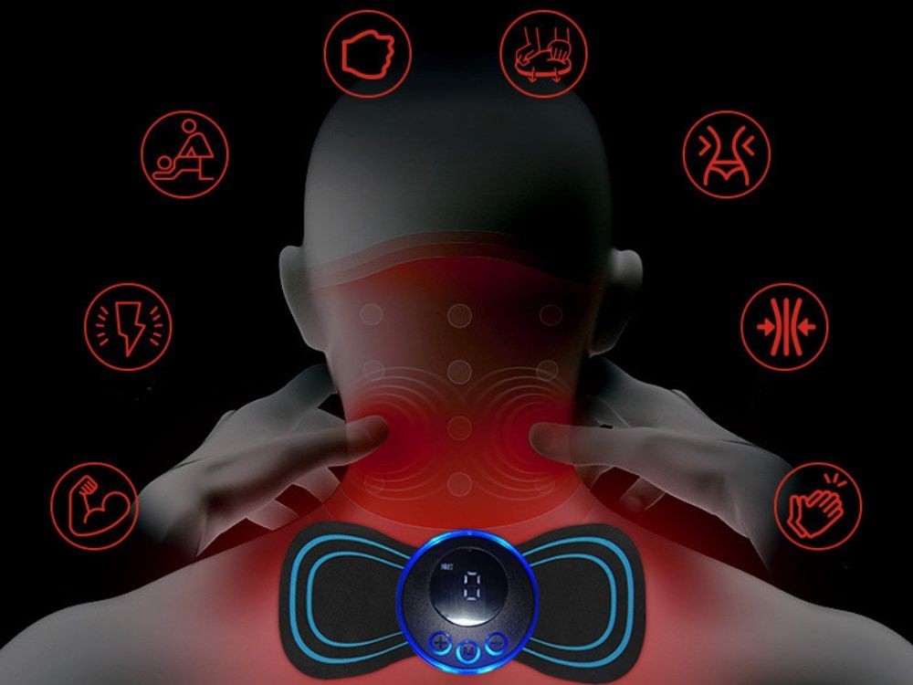 EMS Muskelstimulator Mini Massagegerät 19 Stufen Bauch Nacken Wiederaufladbar