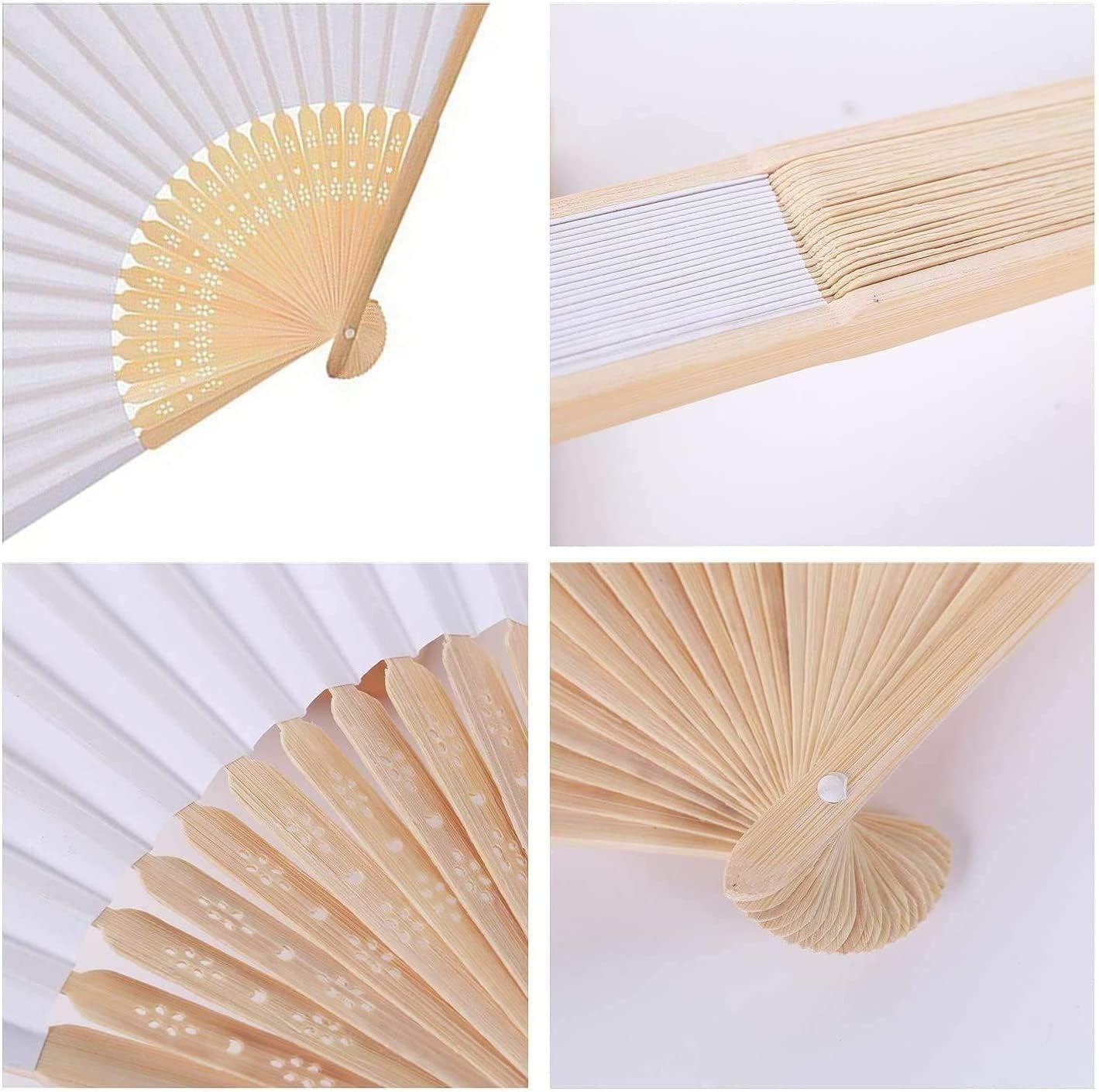 Weißer Handfächer Bambus Papier Hochzeit Fächer DIY Klappfächer Vintage