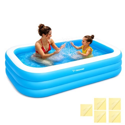 Aufblasbarer Familienpool 185x130x50cm Kinderpool Gartenpool 350L Blau
