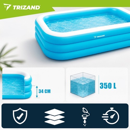 Aufblasbarer Familienpool 185x130x50cm Kinderpool Gartenpool 350L Blau