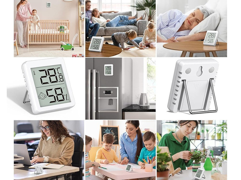 Digitales Thermometer Hygrometer Mini Wetterstation mit LCD, Magnet und Smiley-Komfortanzeige
