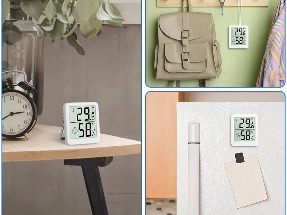 Digitales Thermometer Hygrometer Mini Wetterstation mit LCD, Magnet und Smiley-Komfortanzeige