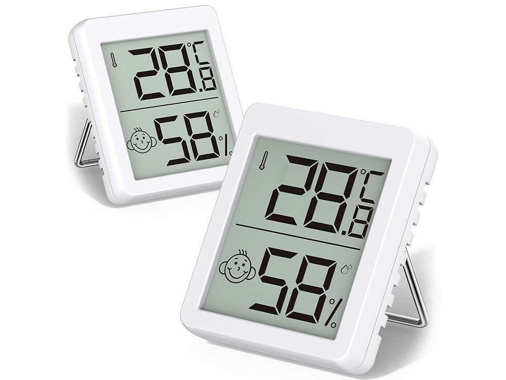 Digitales Thermometer Hygrometer Mini Wetterstation mit LCD, Magnet und Smiley-Komfortanzeige