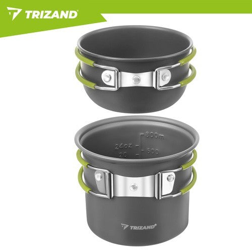 Camping Kochset Aluminium 1,2L Campinggeschirr Topf Pfanne Klappbesteck Outdoor