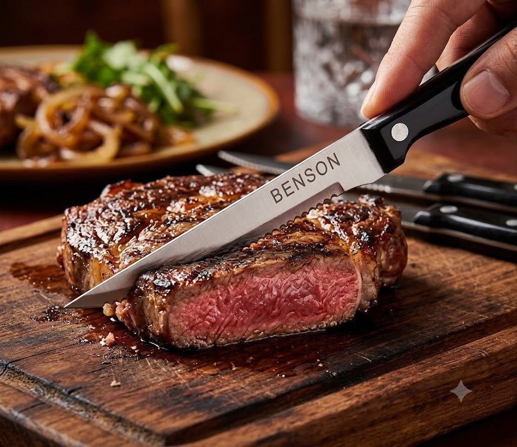 Steakmesser 6er Set Edelstahl Scharf Gezahnt Grillmesser Küchenmesser Silber