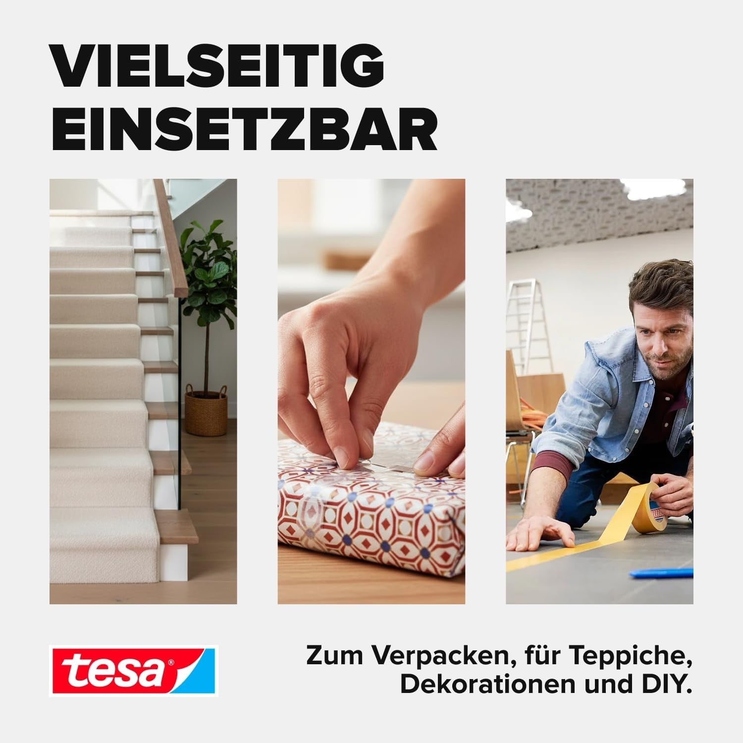 Doppelseitiges Klebeband 10m x 50mm Extra Stark Teppichboden Basteln Montage