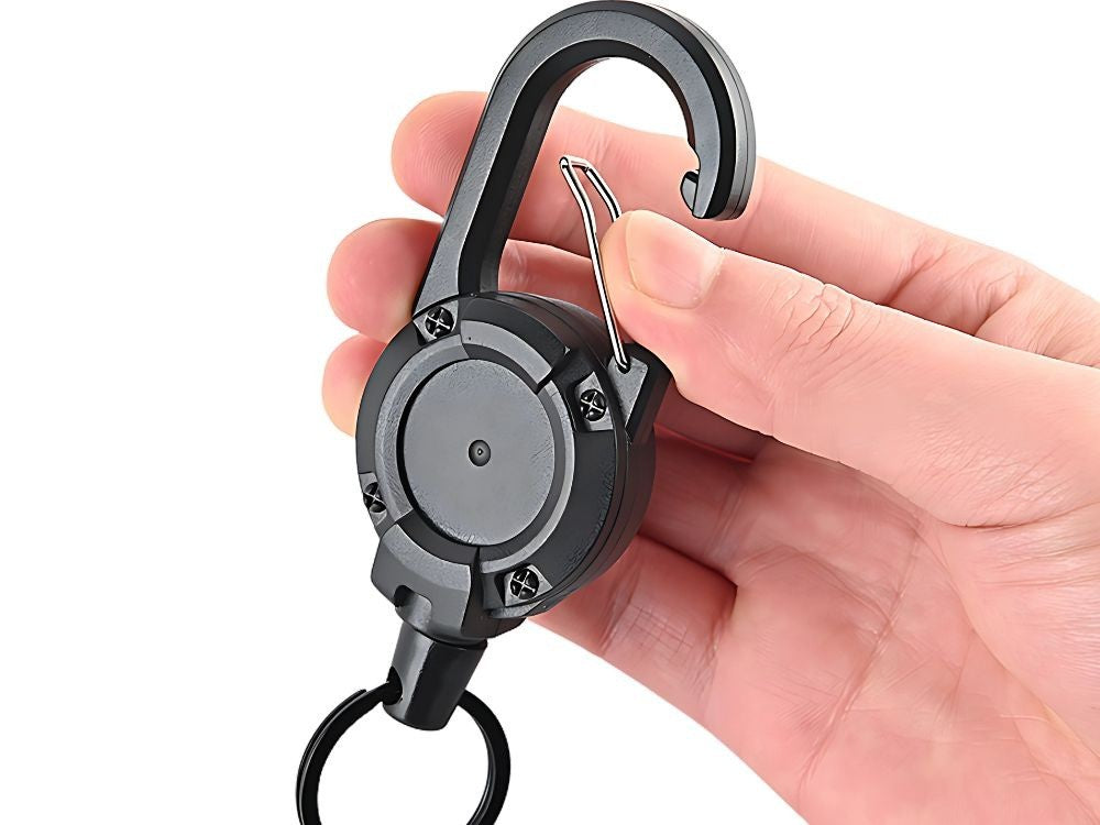 Schlüsselaufroller mit Stahlseil Karabiner Schlüsselhalter Ausweis Retraktor