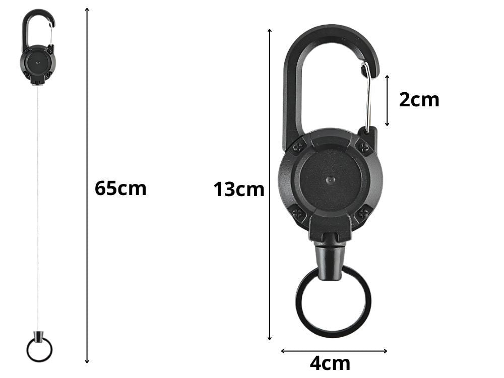 Schlüsselaufroller mit Stahlseil Karabiner Schlüsselhalter Ausweis Retraktor