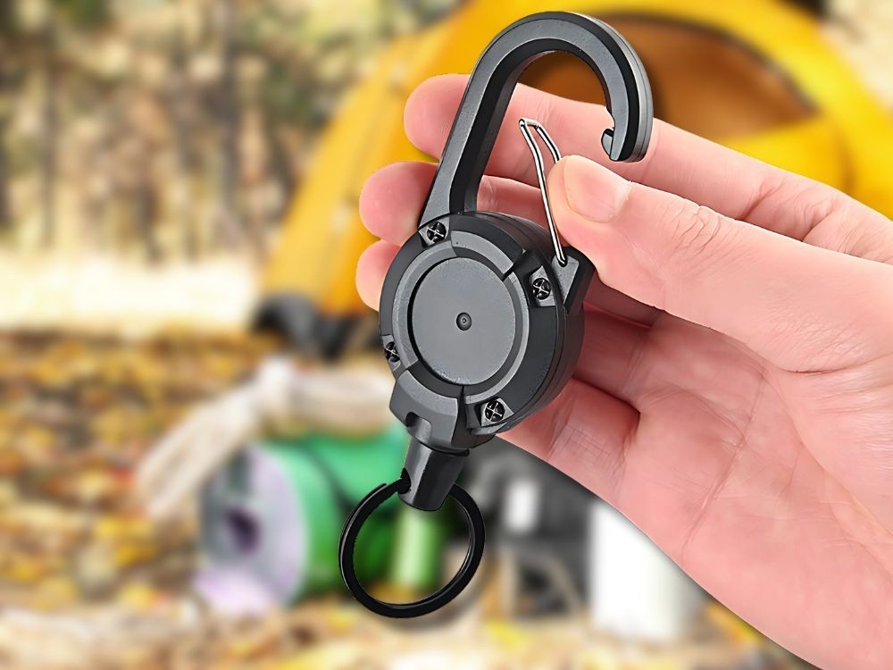 Schlüsselaufroller mit Stahlseil Karabiner Schlüsselhalter Ausweis Retraktor