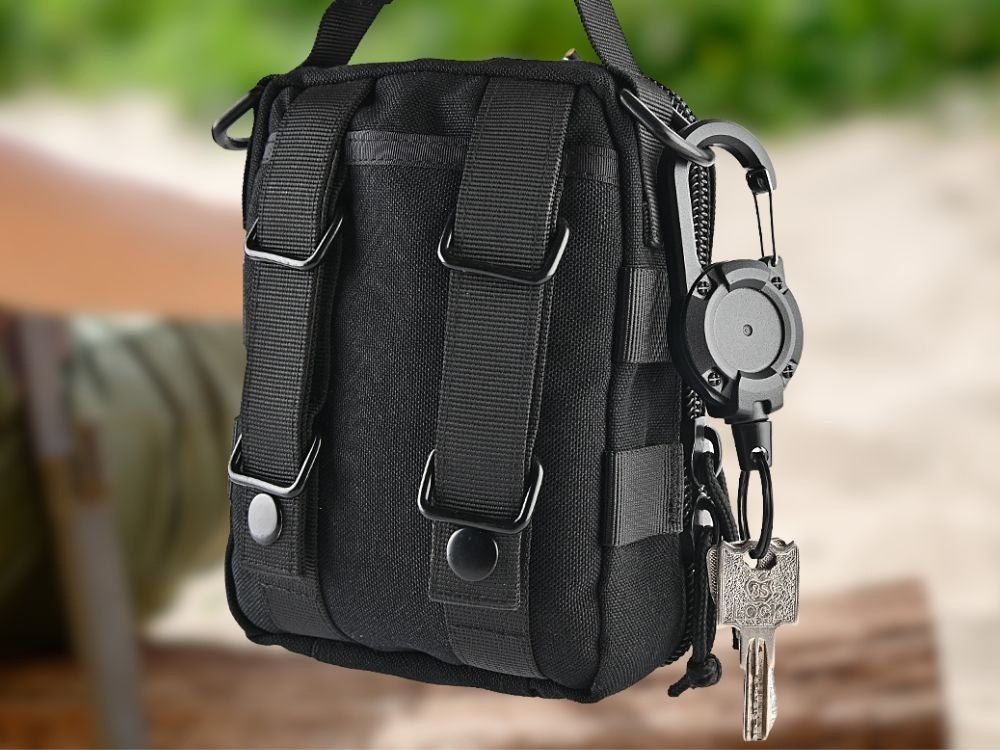 Schlüsselaufroller mit Stahlseil Karabiner Schlüsselhalter Ausweis Retraktor