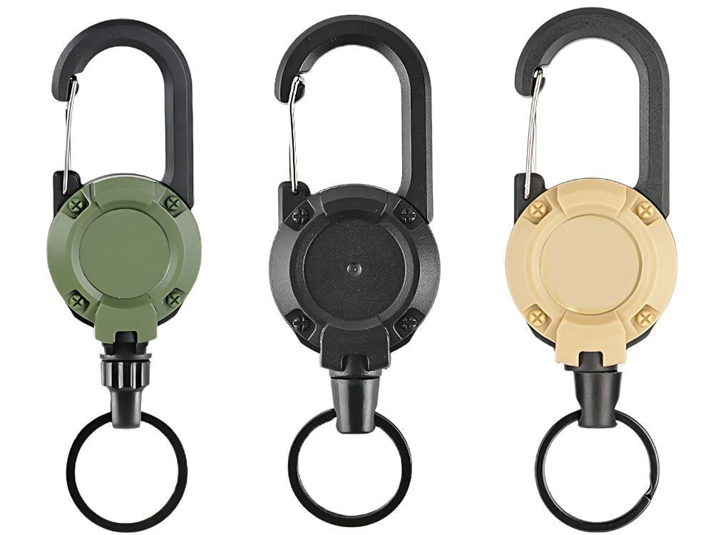 Schlüsselaufroller mit Stahlseil Karabiner Schlüsselhalter Ausweis Retraktor