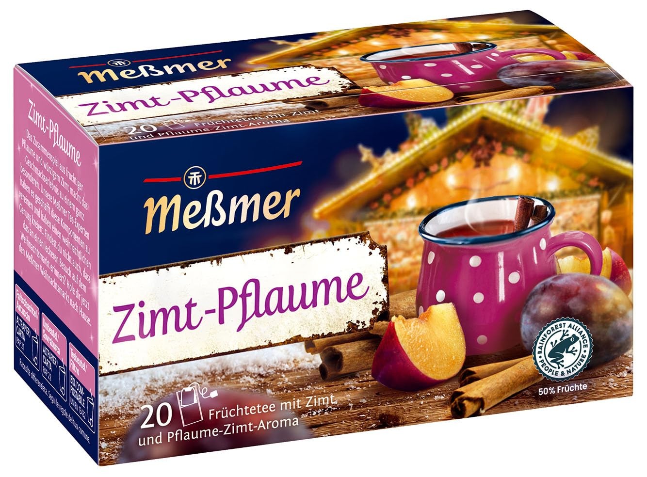 Meßmer Zimt Pflaume Tee – 20 Teebeutel Früchtetee vegan glutenfrei