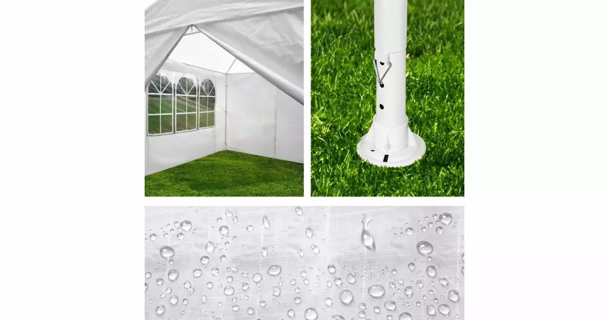 Italform Gartenpavillon 3x3 m Weiß mit 4 Seitenwänden Partyzelt Garten Pavillon