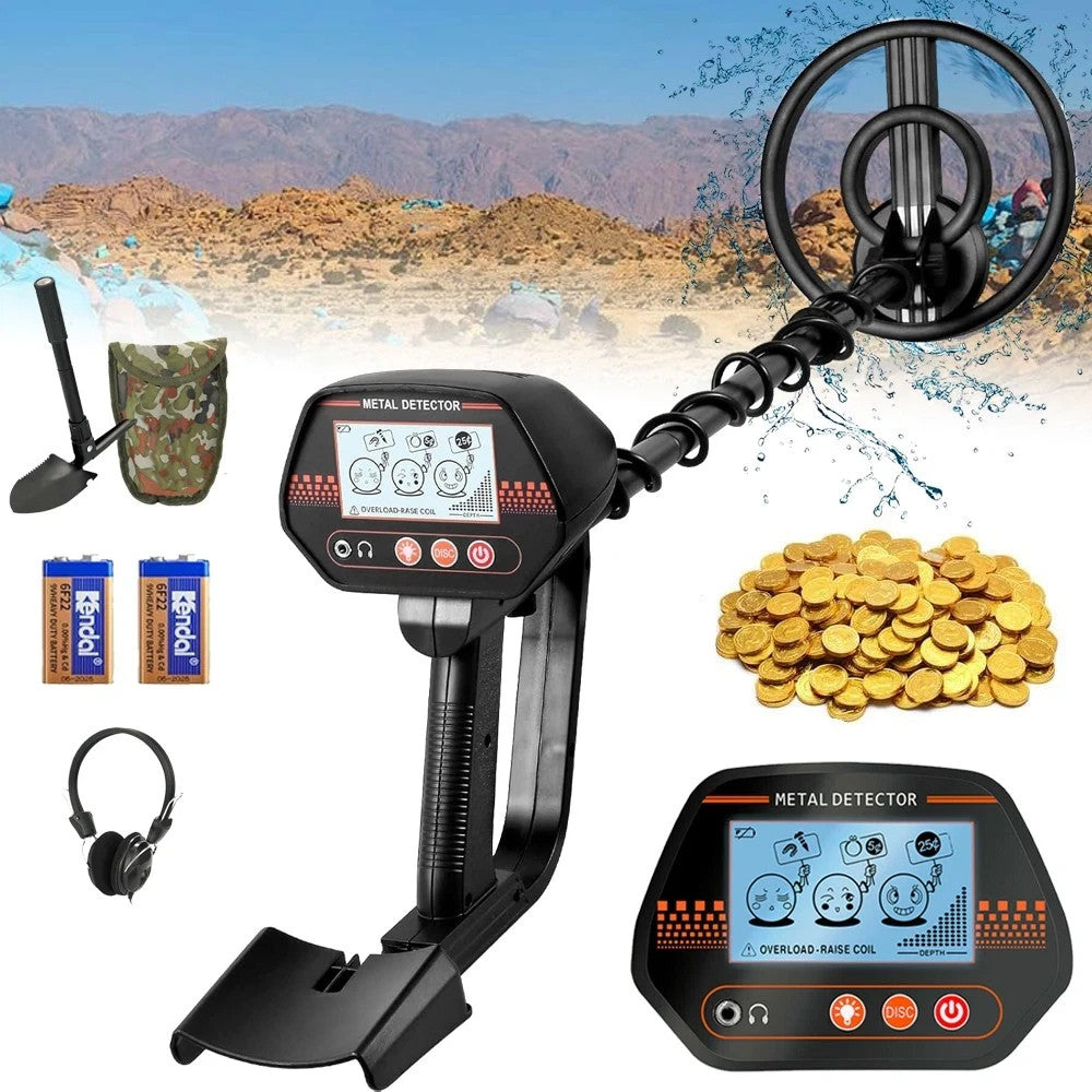 Metalldetektor Profi LCD 2 Modi Wasserdichte Suchspule Kopfhörer Schaufel Set