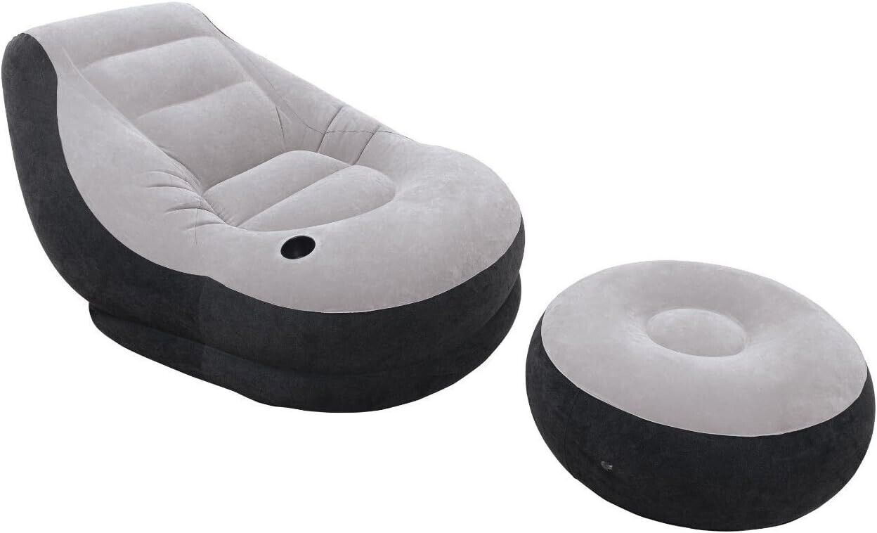 Intex 68564 Ultra Lounge Luftsessel mit Ottomane & Getränkehalter Aufblasbar