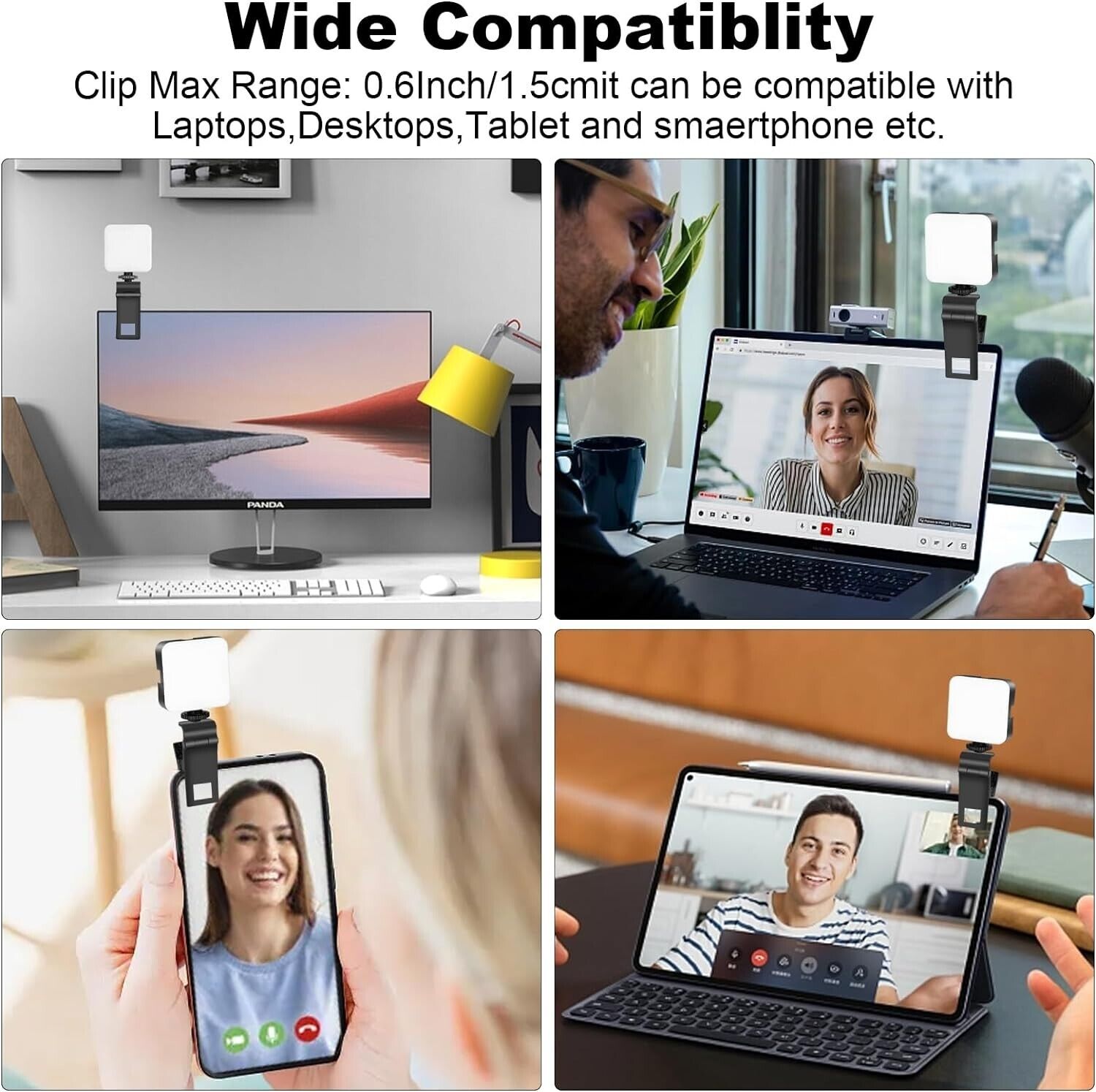 Handy Selfie Licht mit Clip, Video Licht LED, Videoleuchte Handylicht Portable