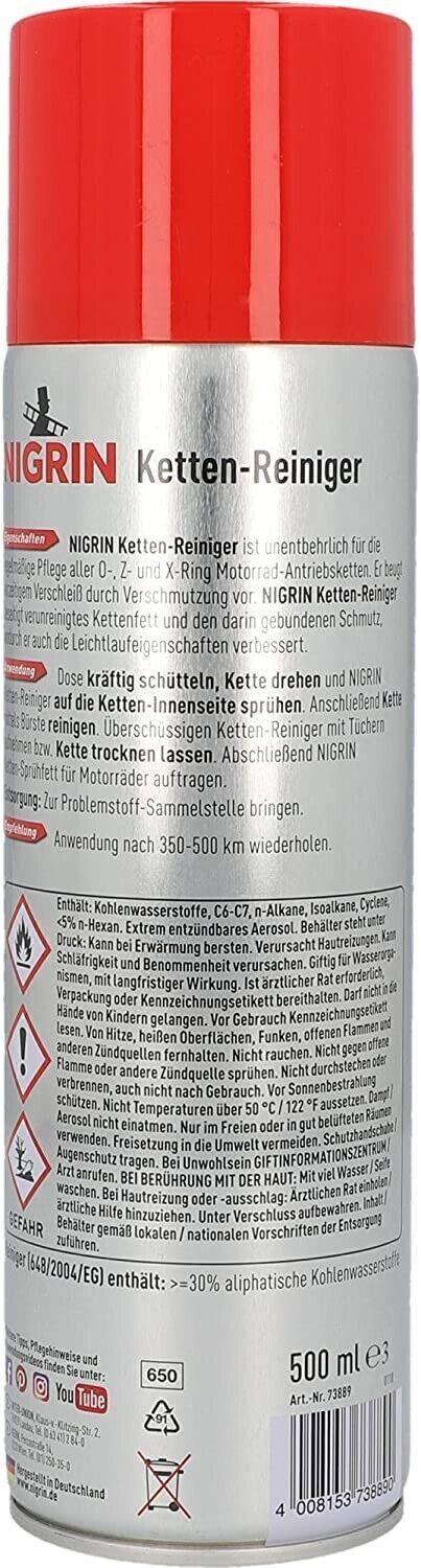Chain cleaner 500ml NIGRIN spray cleaner for motorcycles chain drive chains 