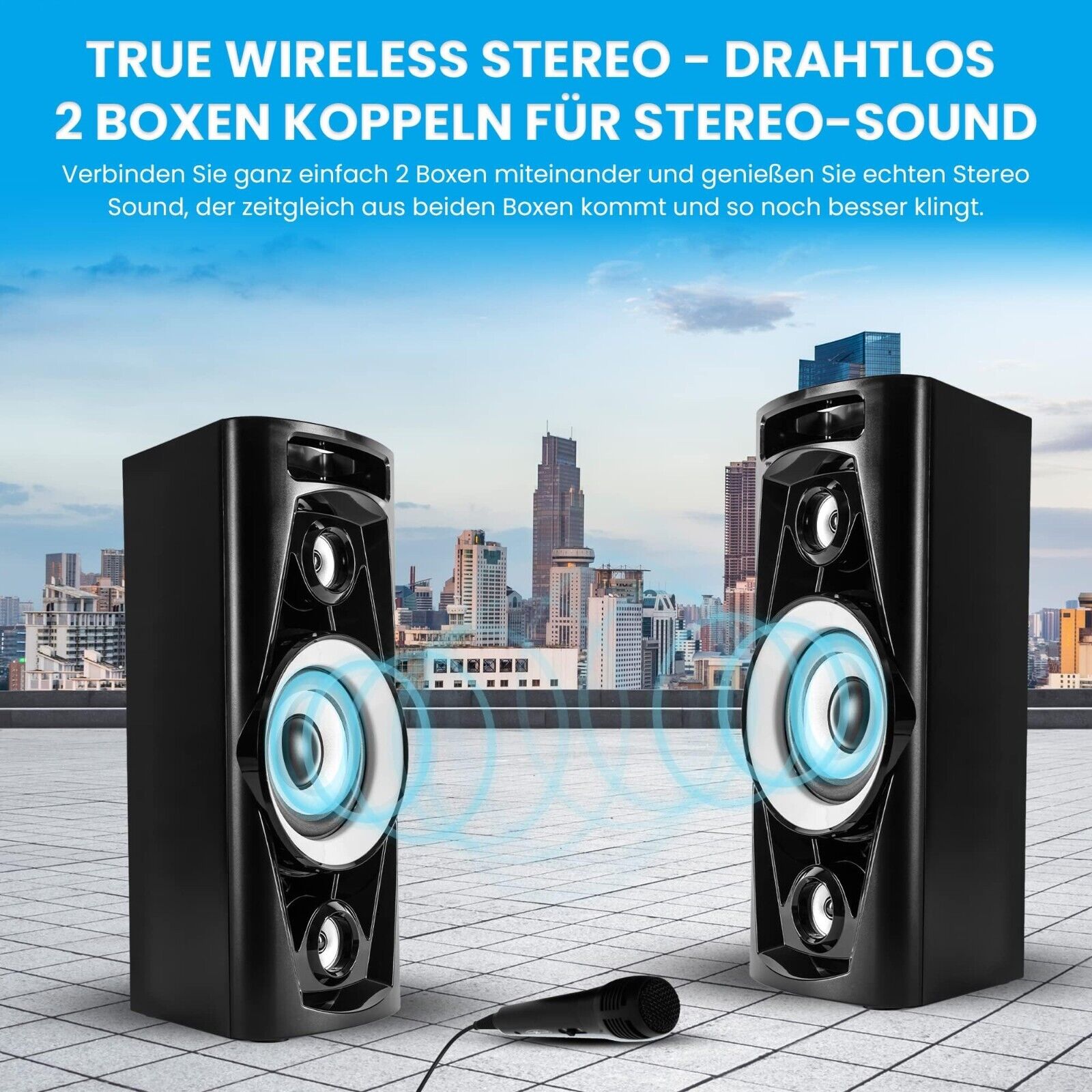 Reflexion PS07BT Mobile Disco Sound Machine with Bluetooth, Radio, Karaoke Battery 320w 