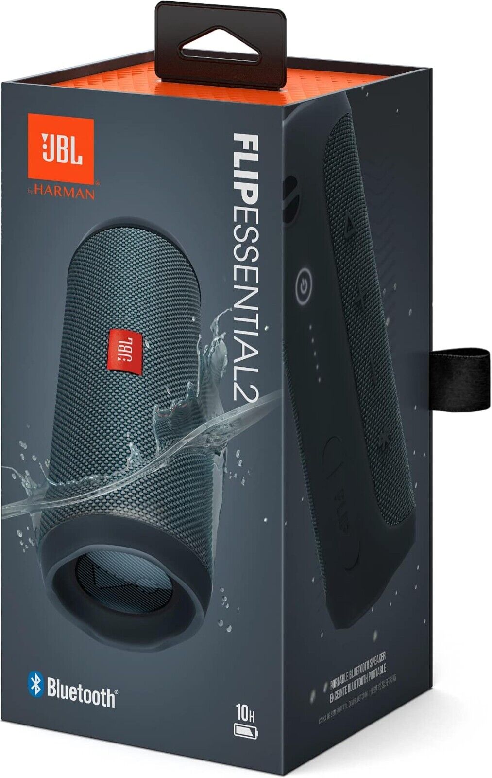 JBL Flip Essential 2 – Tragbarer Bluetooth-Lautsprecher mit wiederaufladbarem Akku – IPX7 wasserdicht – 10 Stunden Akkulaufzeit – Schwarz
