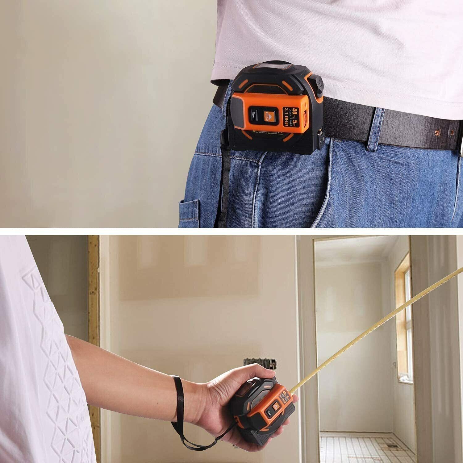 Tacklife TM-L01 Laser-Entfernungsmesser 40m mit 5m Maßband – HD-Display, Magnethaken, 2-in-1 Messgerät