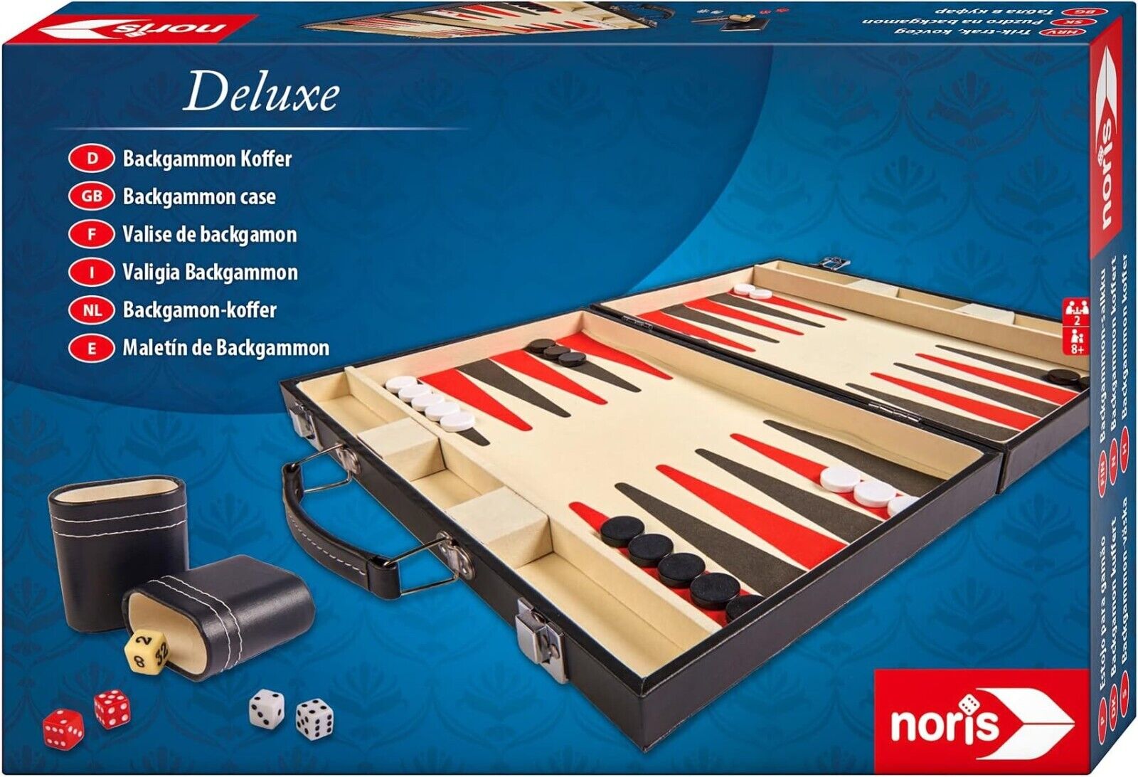Noris 606101712 - Deluxe Backgammon in a case, strategy game in a handy case