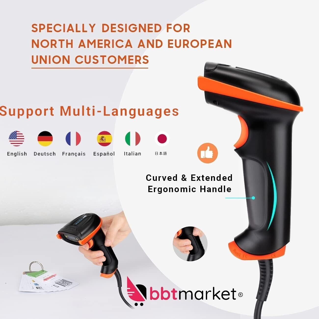 Barcode Scanner D Laser USB Wired Handheld Barcode Scanner Handheld