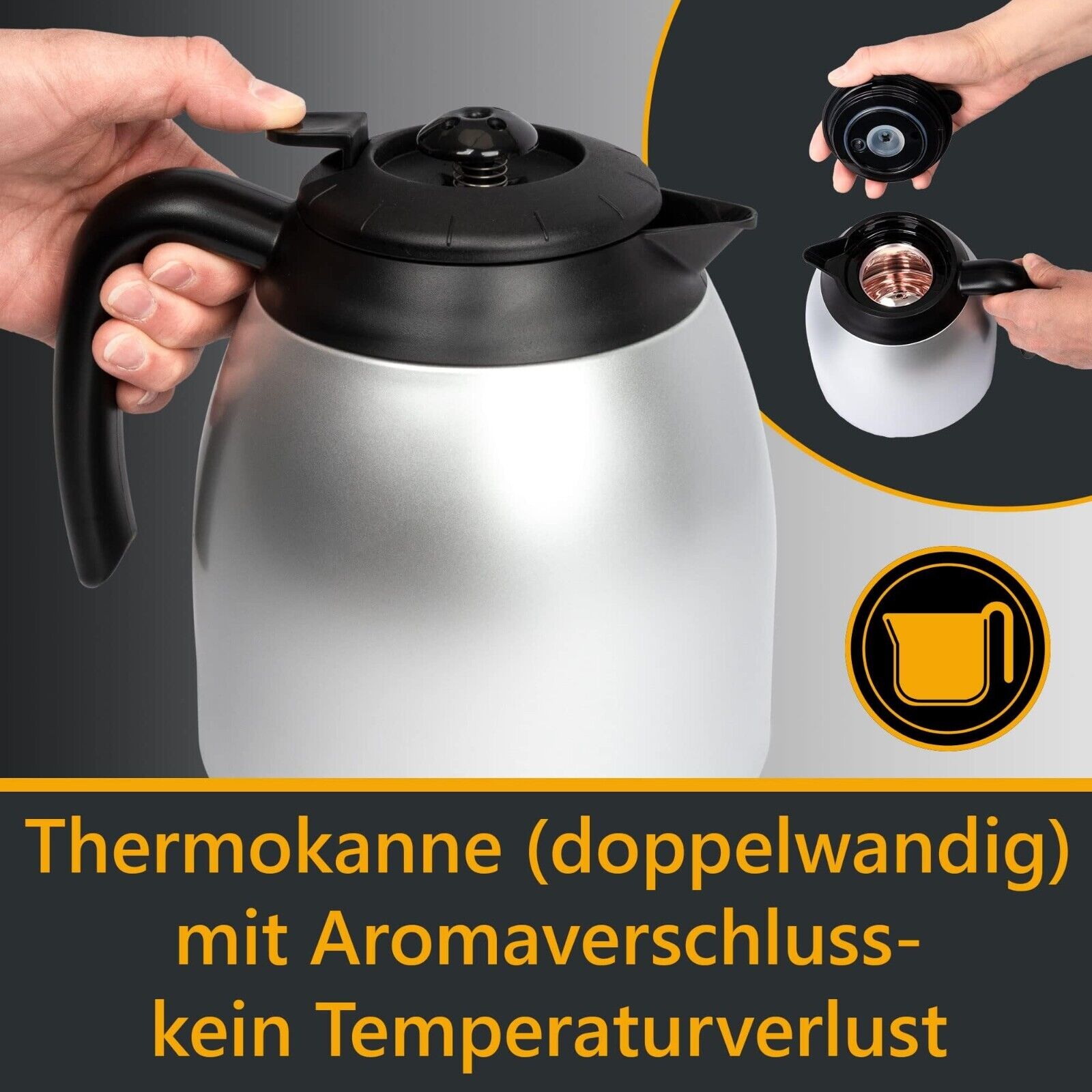 Clatronic KA 3327 Filterkaffeemaschine – 1L Thermoskanne, 8–10 Tassen, Aromaverschluss
